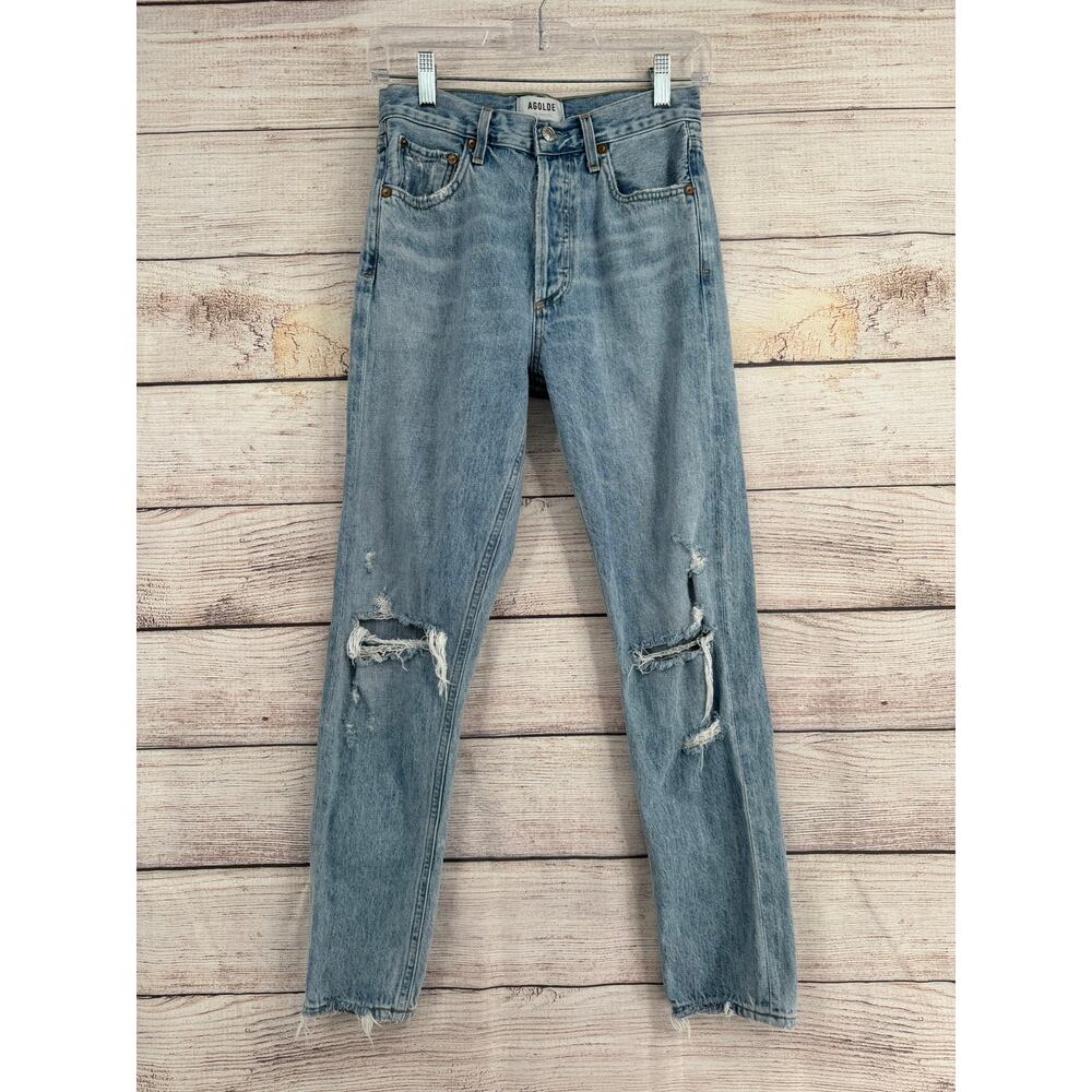 Agolde Jamie High Rise Classic Jeans Womens‎ 24 Blue Light Wash Denim